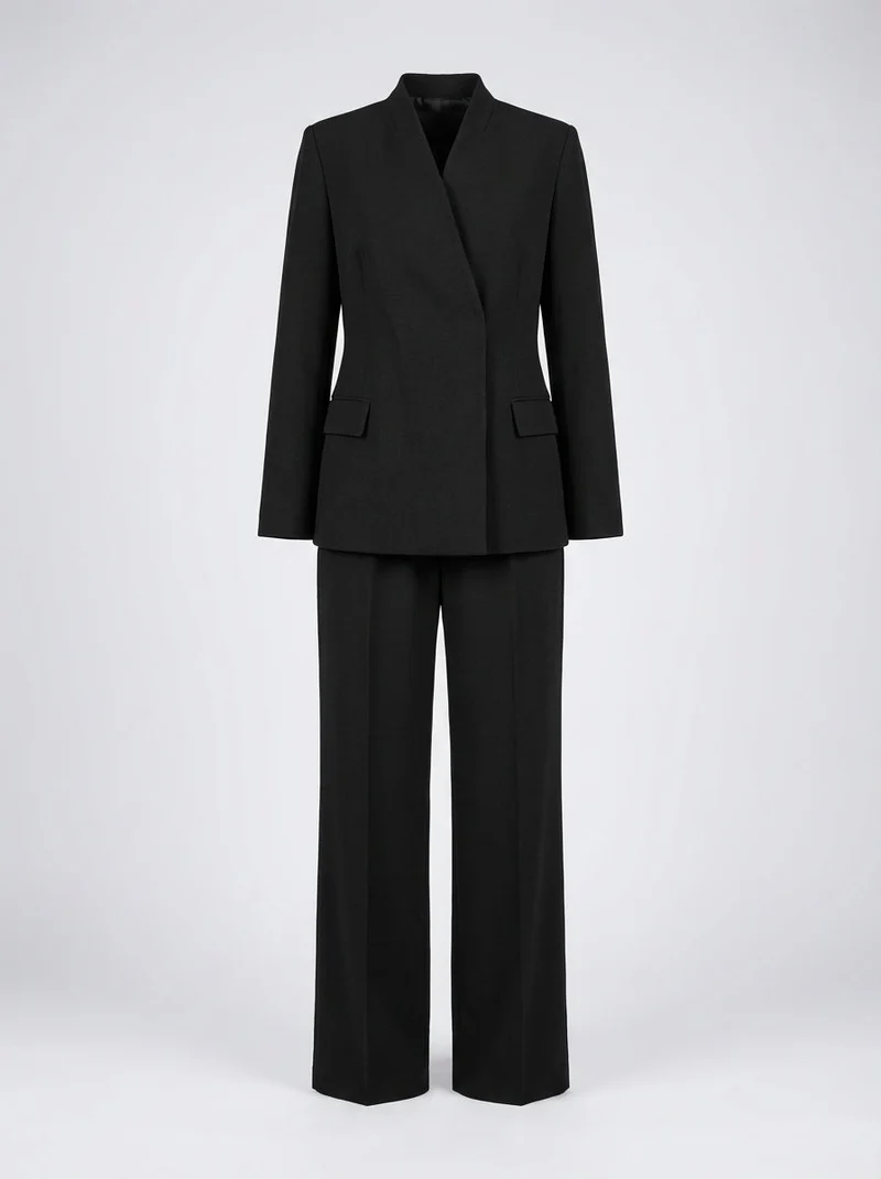 Ensemble tailleur slim col montant & pantalon ajusté