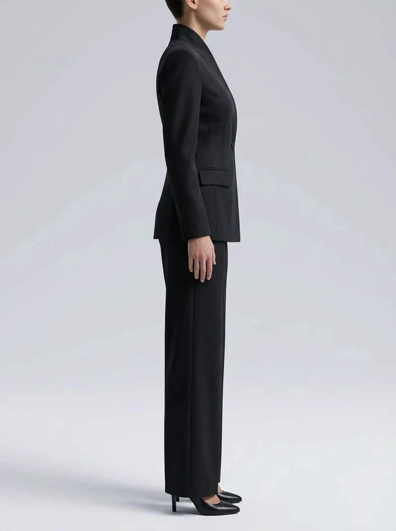 Ensemble tailleur slim col montant & pantalon ajusté