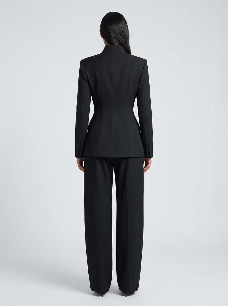 Ensemble tailleur slim col montant & pantalon ajusté