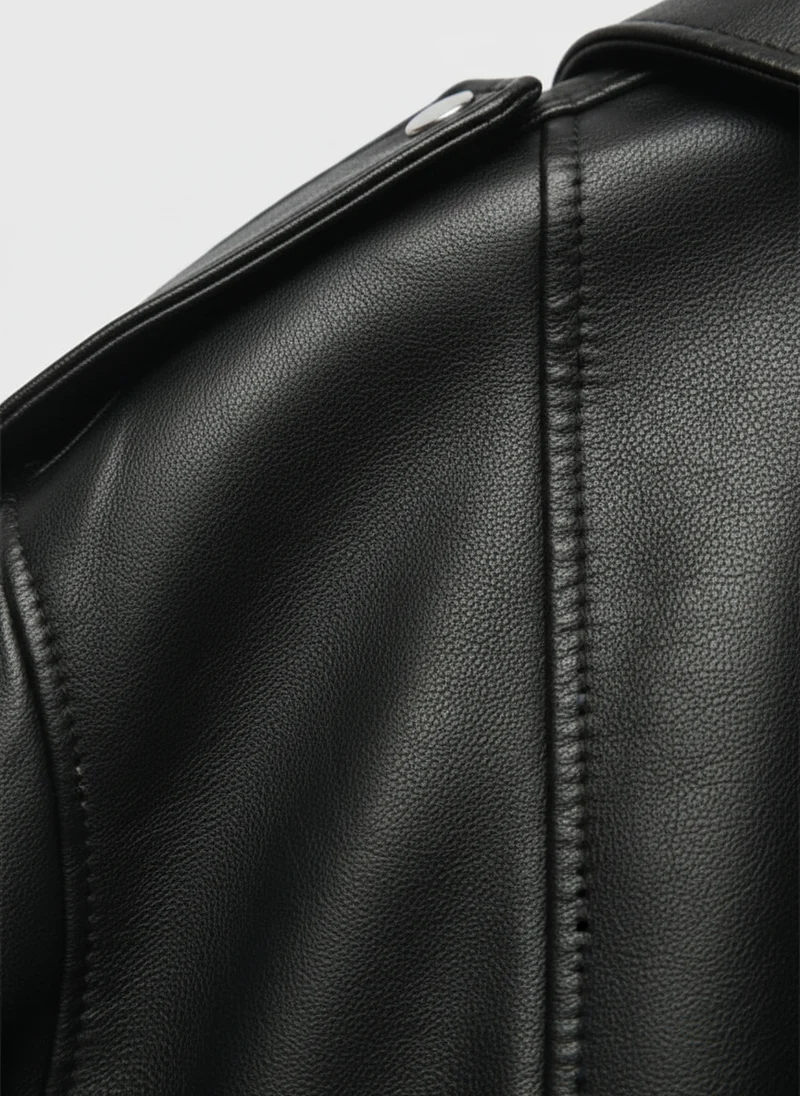 Veste courte en similicuir style moto chic