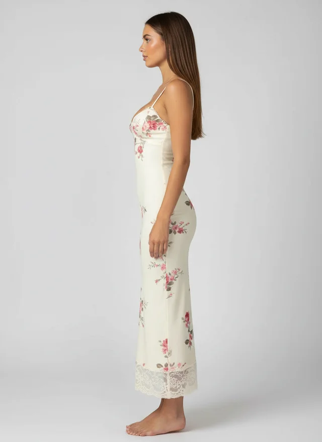 Robe maxi bodycon dos nu floral élégante femme