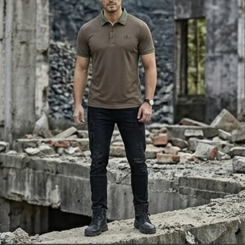 Chemise polo homme manches courtes élégante et respirante