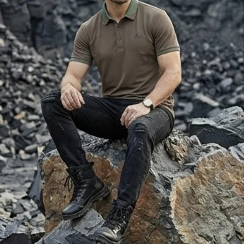Chemise polo homme manches courtes élégante et respirante
