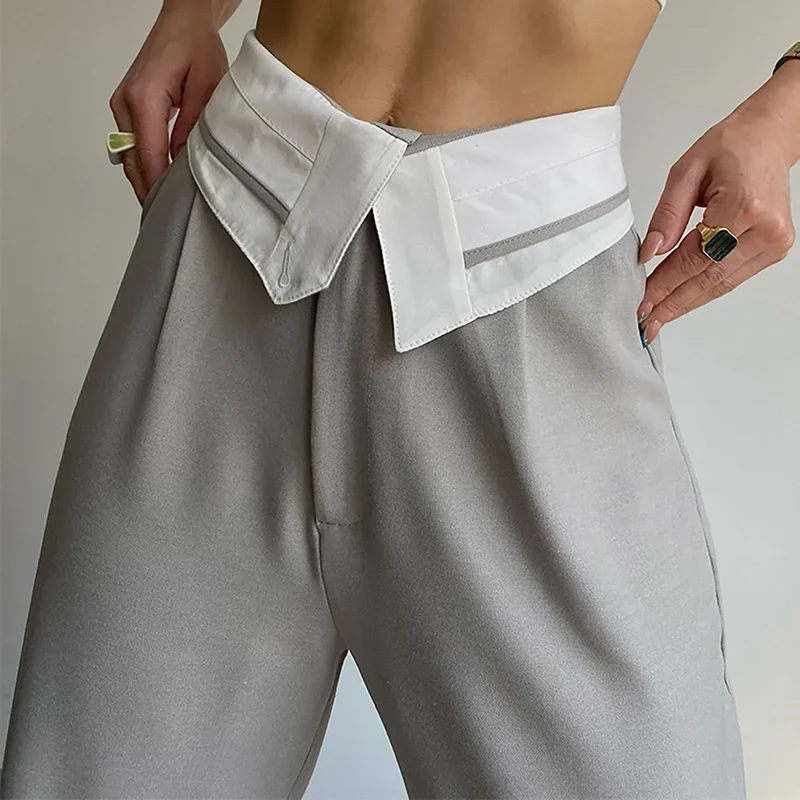 Pantalon Femme à Jambe Large Élégant avec Ceinture Élastique et Poches