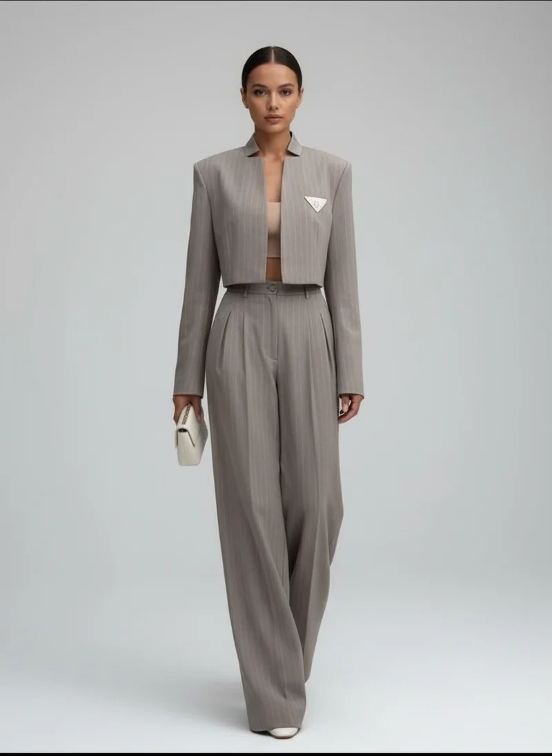 Tailleur Oversized Carreaux Pantalon Large