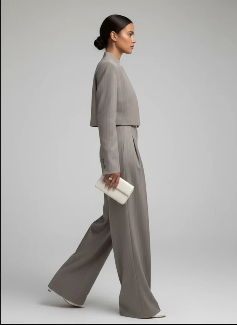 Tailleur Oversized Carreaux Pantalon Large
