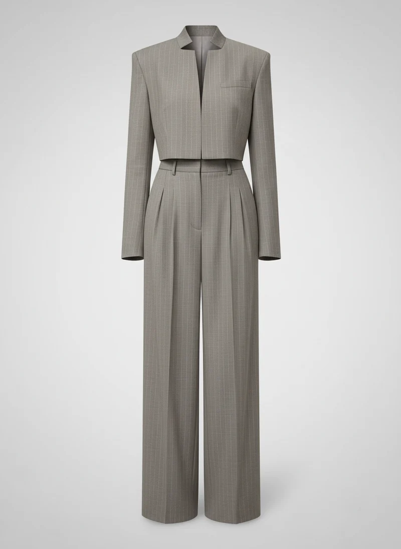 Ensemble Rayures Veste Courte Pantalon