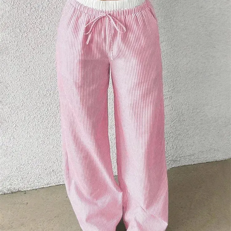 Pantalon Large à Rayures Verticales, Moderne et Facile à Porter