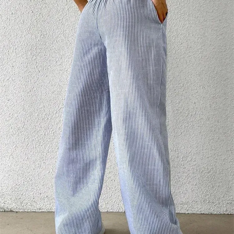 Pantalon Large à Rayures Verticales, Moderne et Facile à Porter