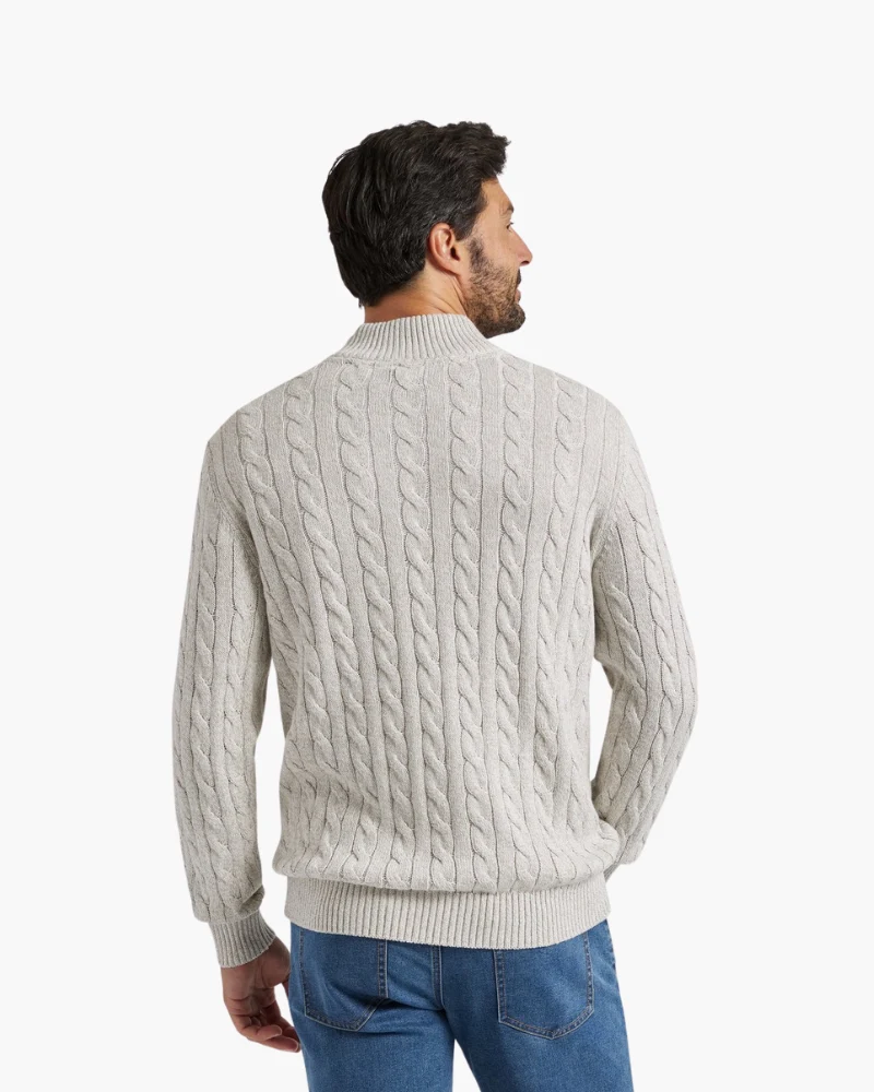 Pull Zippé à Col Montant en Coton Premium