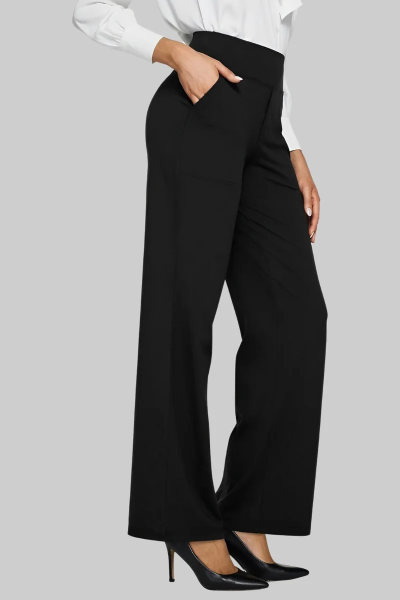 Pantalon Stretch Confort Taille Haute pour Femme au Style Élégant et Décontracté