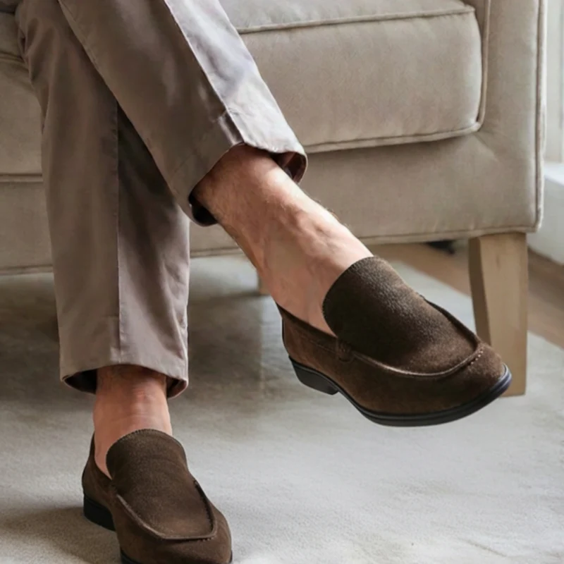 Mocassins en Suède Premium à Semelles Noires Élégantes