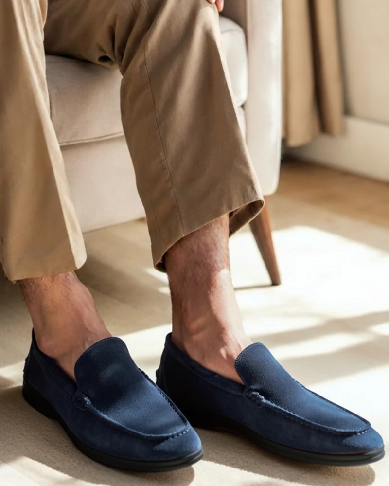 Mocassins en Suède Premium à Semelles Noires Élégantes