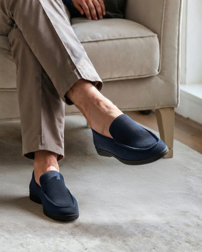 Mocassins en Suède Premium à Semelles Noires Élégantes