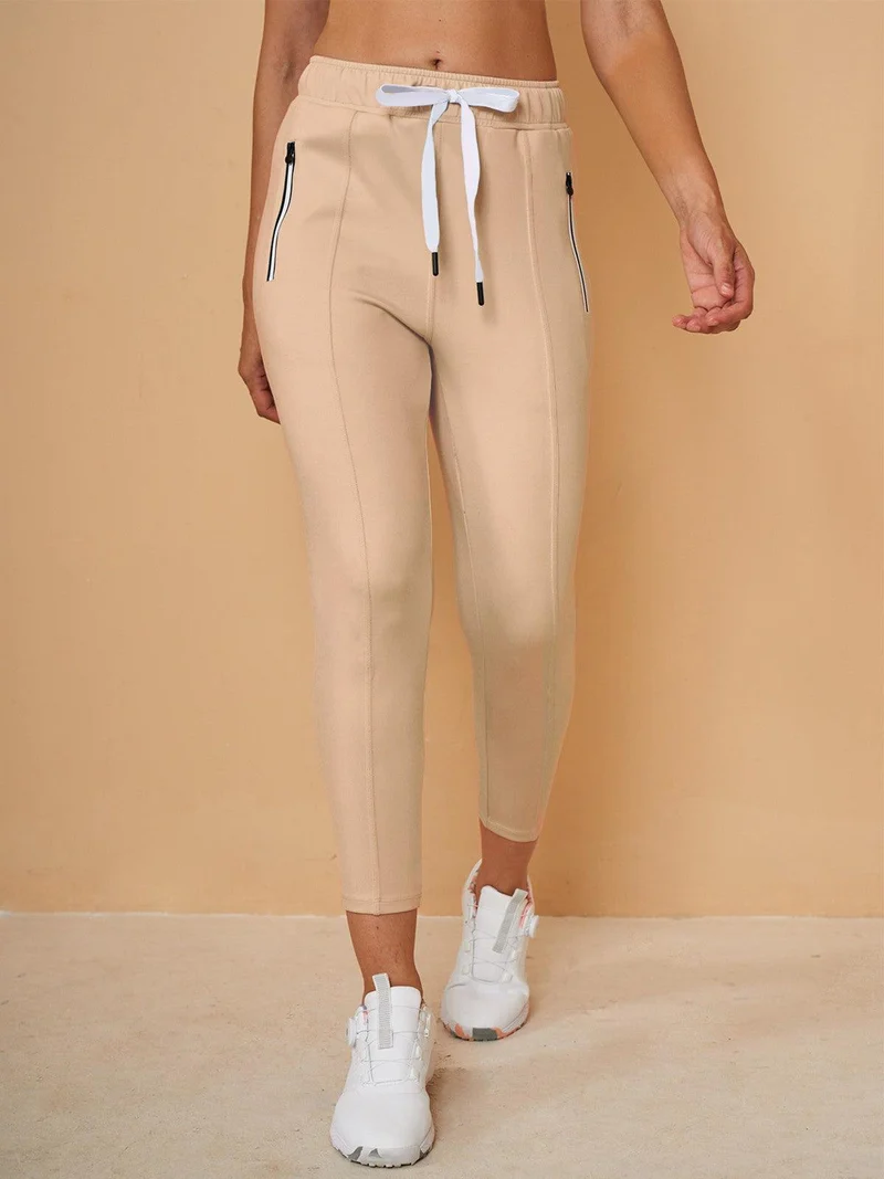 Pantalon Capri en Sweat avec Cordon de Serrage – Coupe Décontractée