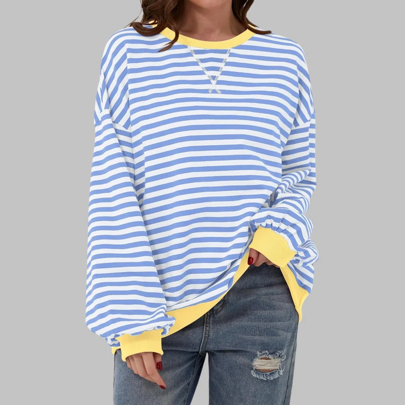 Sweat-shirt rayé à col rond