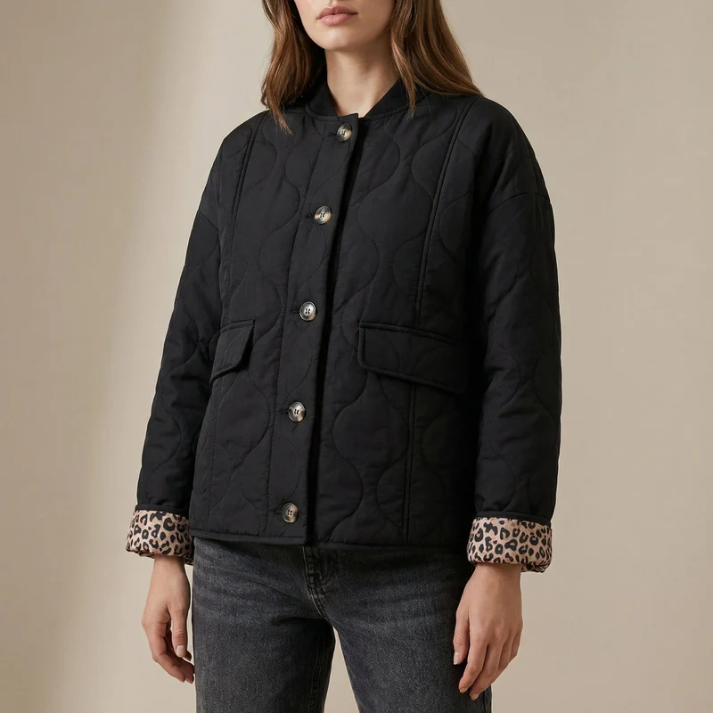 Veste Élégante à Doublure Léopard | Style Chic & Moderne pour Femme