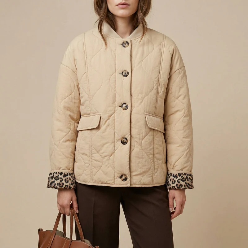 Veste Élégante à Doublure Léopard | Style Chic & Moderne pour Femme