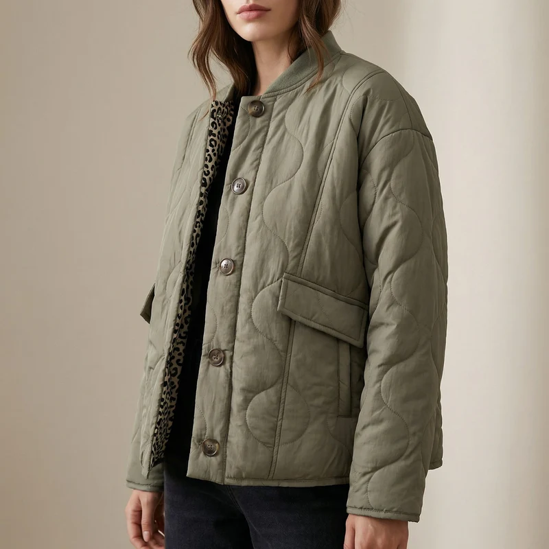 Veste Élégante à Doublure Léopard | Style Chic & Moderne pour Femme
