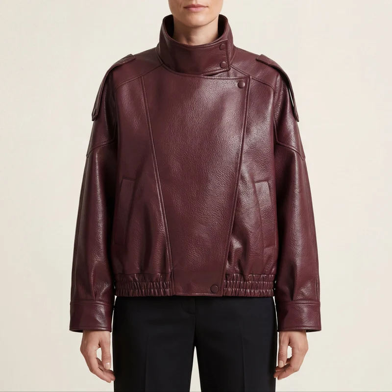 Veste en Cuir Asymétrique pour Femme | Style Moderne & Audacieux