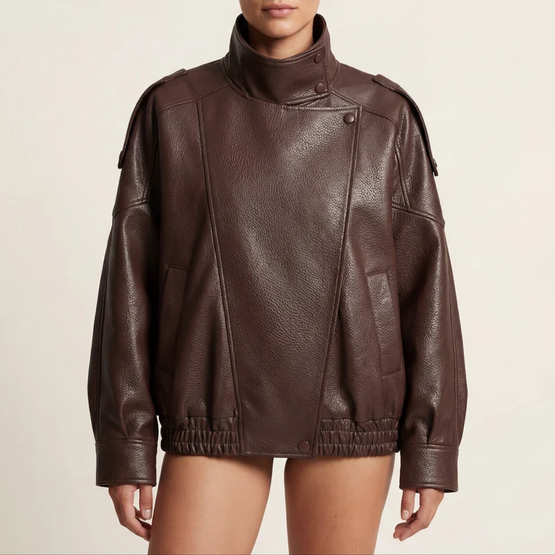Veste en Cuir Asymétrique pour Femme | Style Moderne & Audacieux