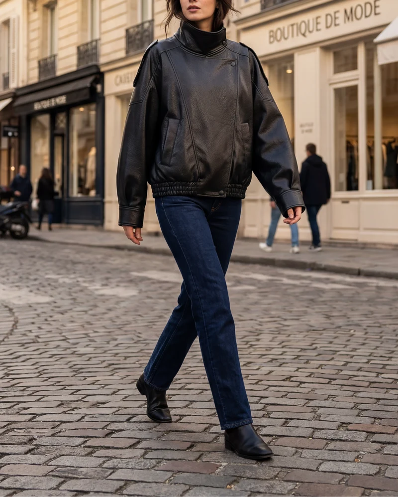 Veste en Cuir Asymétrique pour Femme | Style Moderne & Audacieux