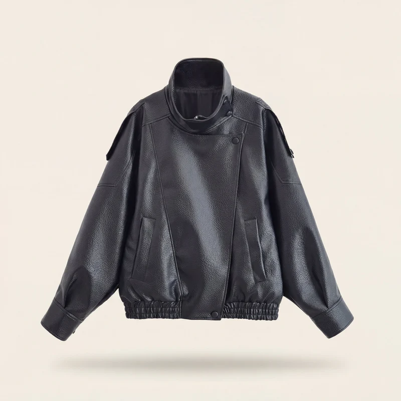 Veste en Cuir Asymétrique pour Femme | Style Moderne & Audacieux