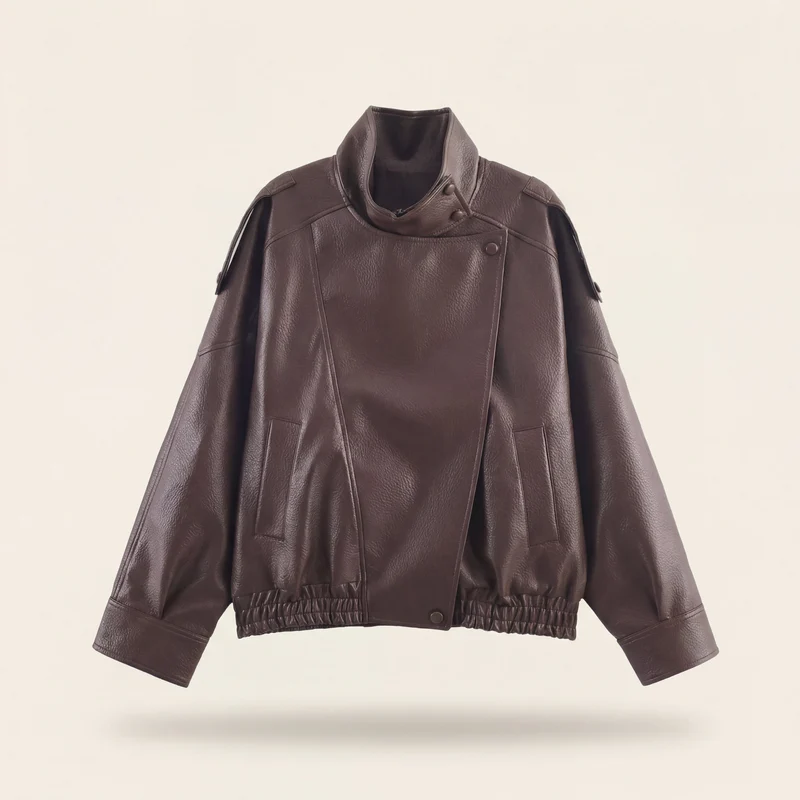 Veste en Cuir Asymétrique pour Femme | Style Moderne & Audacieux