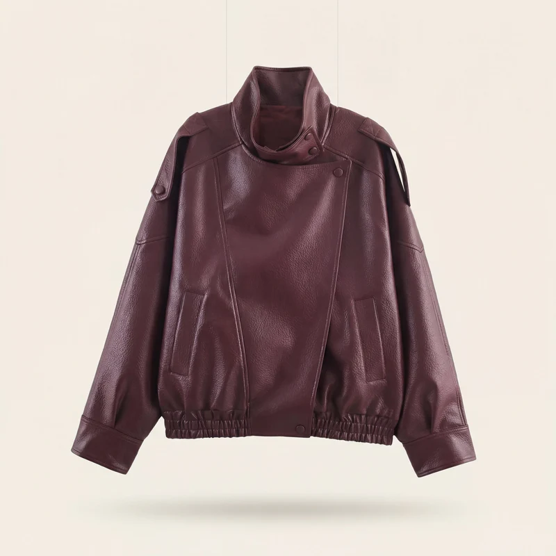 Veste en Cuir Asymétrique pour Femme | Style Moderne & Audacieux