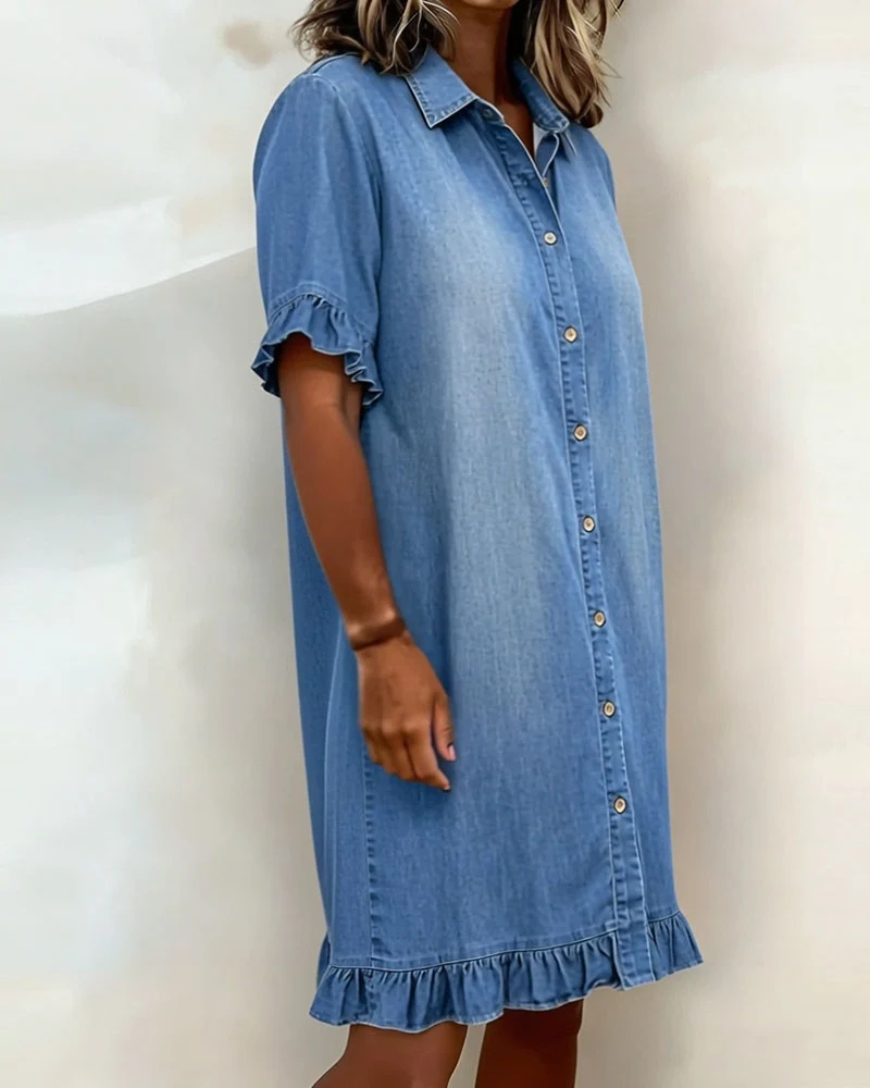 Louise | Robe en Denim Confortable avec Fronces Flatteuses