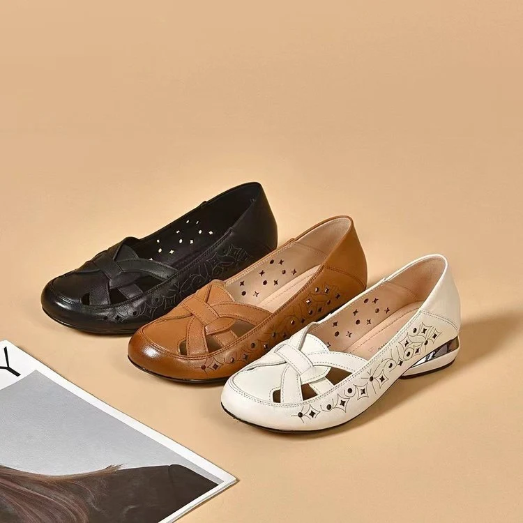 Rosa™ | Sandales fermées en cuir, élégance et confort au quotidien