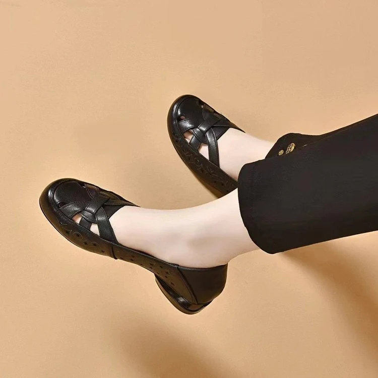 Rosa™ | Sandales fermées en cuir, élégance et confort au quotidien