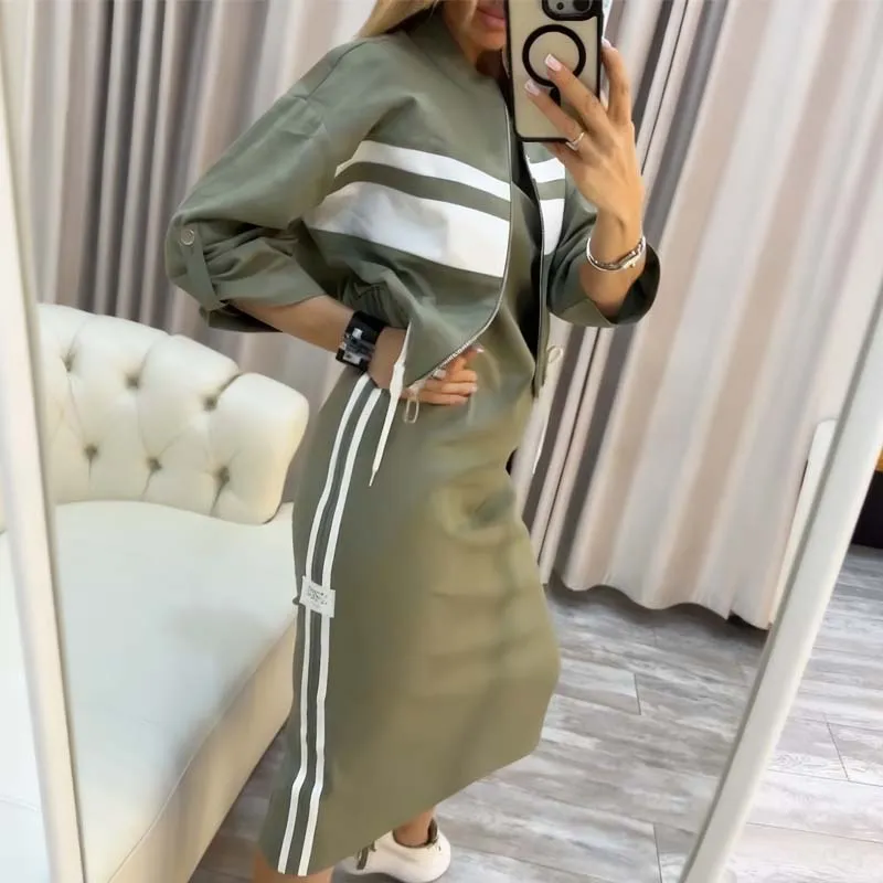Ensemble veste et robe à col montant pour femme