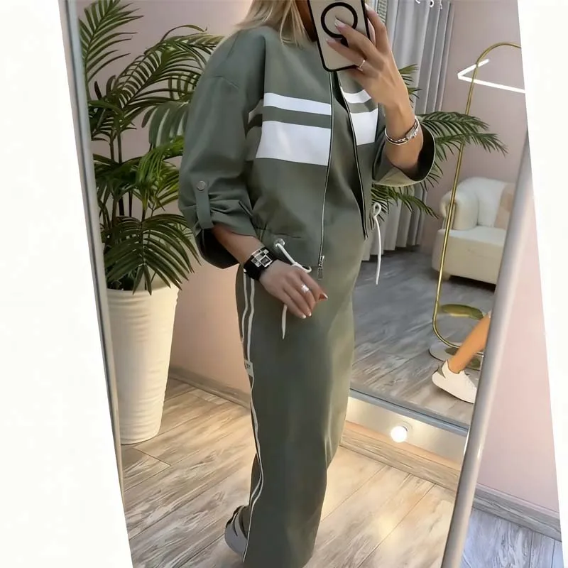 Ensemble veste et robe à col montant pour femme