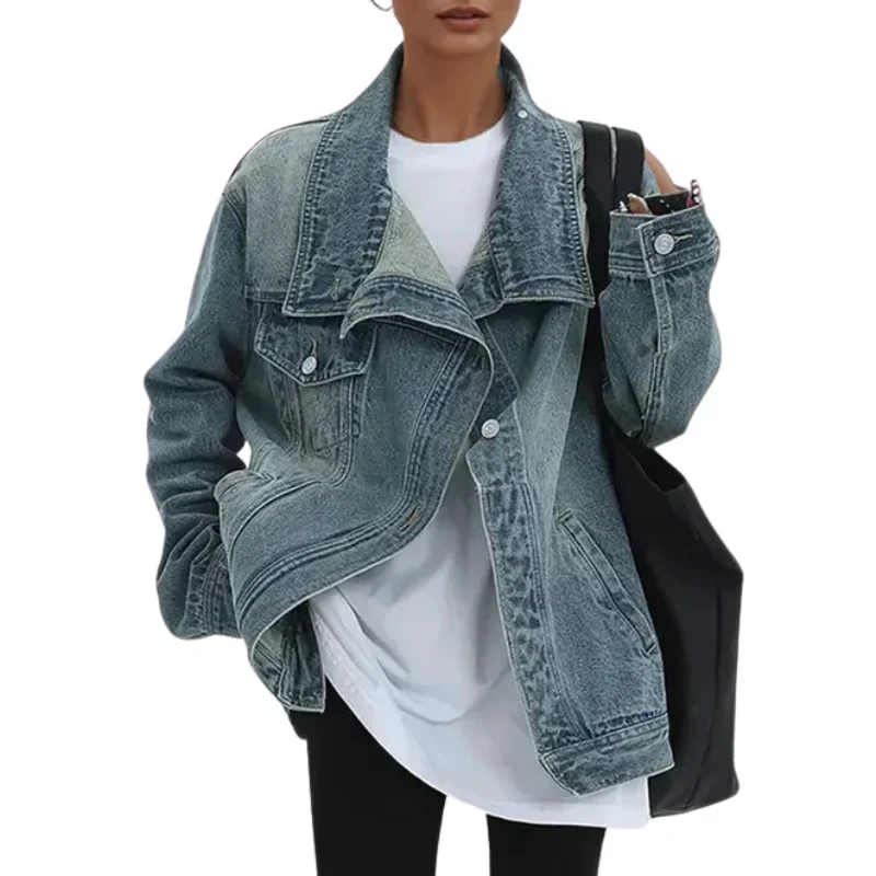 Cleo - Chaqueta asimétrica urbana con botones