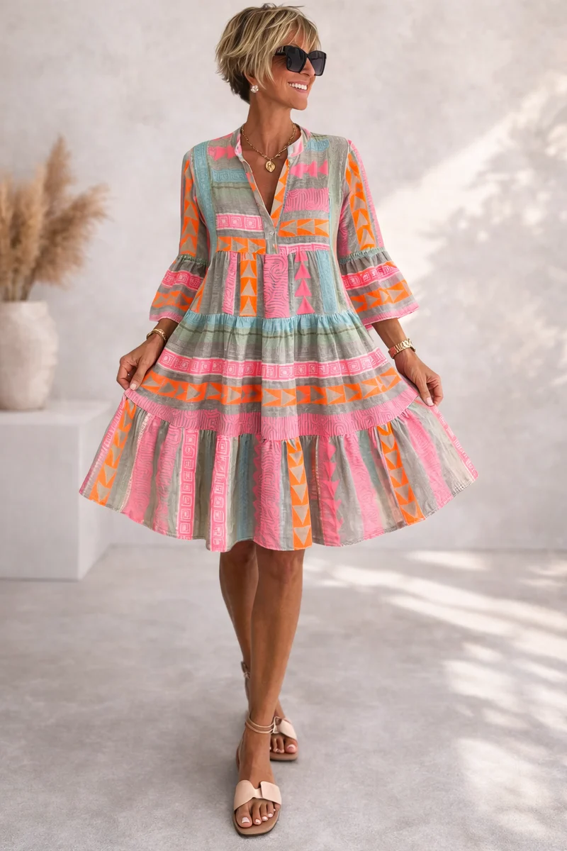 Lucy | Robe Midi Flottante à Motifs