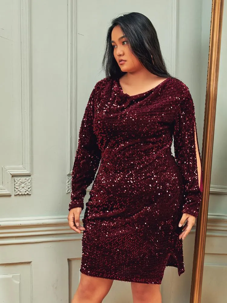 Glitter Split Sleeve Dress