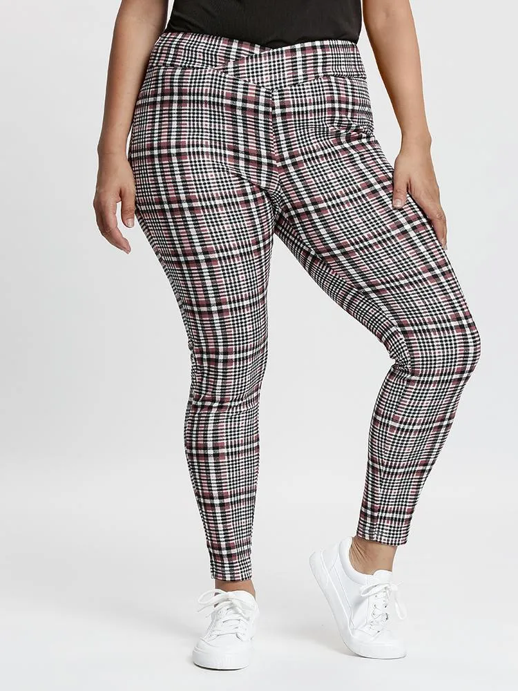 Plaid Overlap Waistband Pants
