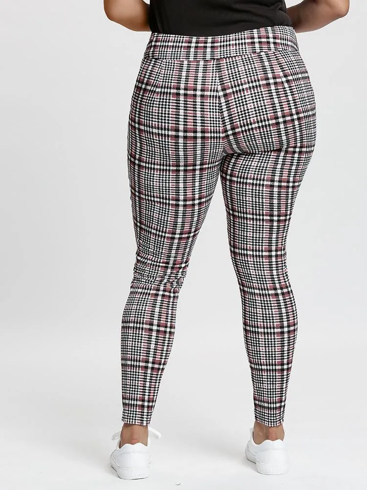 Plaid Overlap Waistband Pants