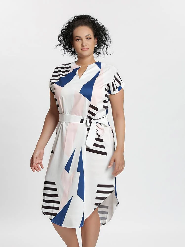 Irregular Striped Ribbon Dress