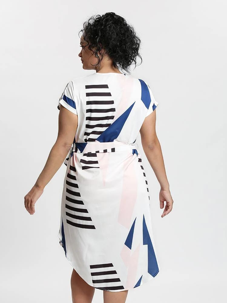 Irregular Striped Ribbon Dress