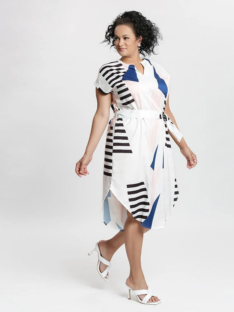 Irregular Striped Ribbon Dress