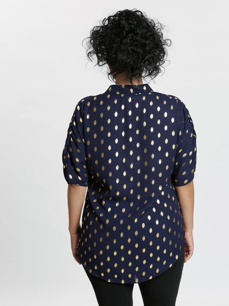 Gilding Ruched Sleeve Blouse