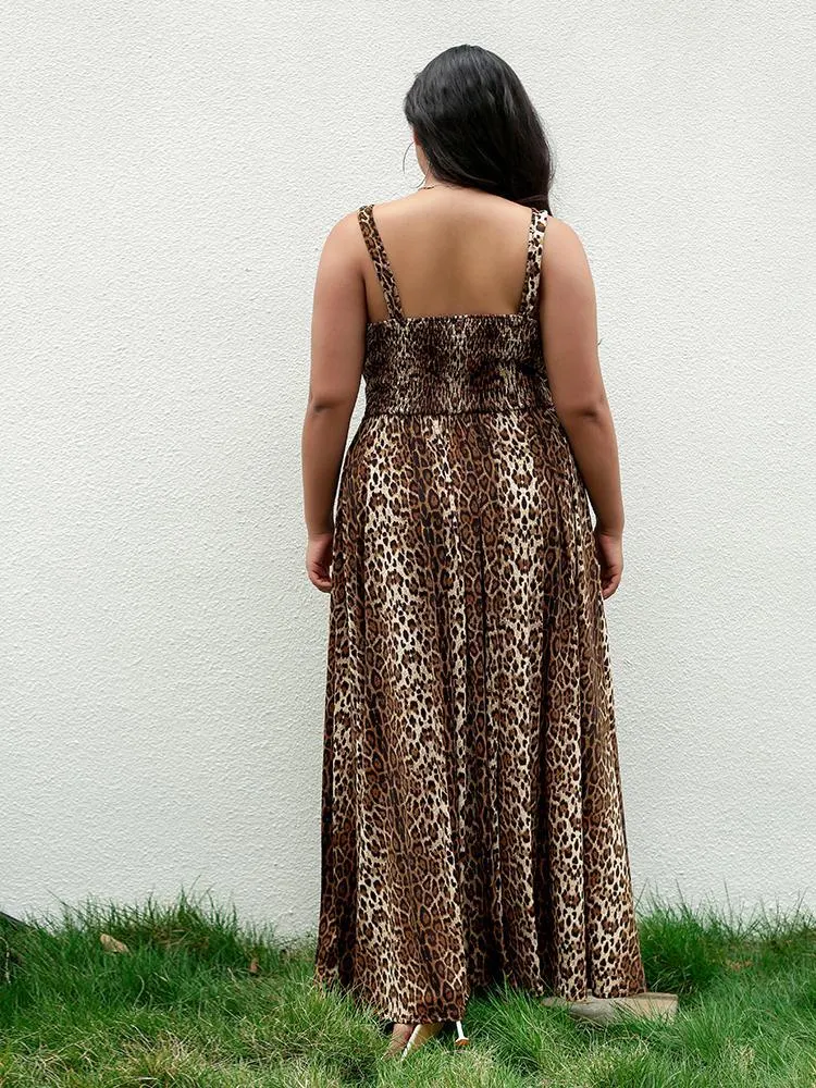Leopard Shirred Tank Dress