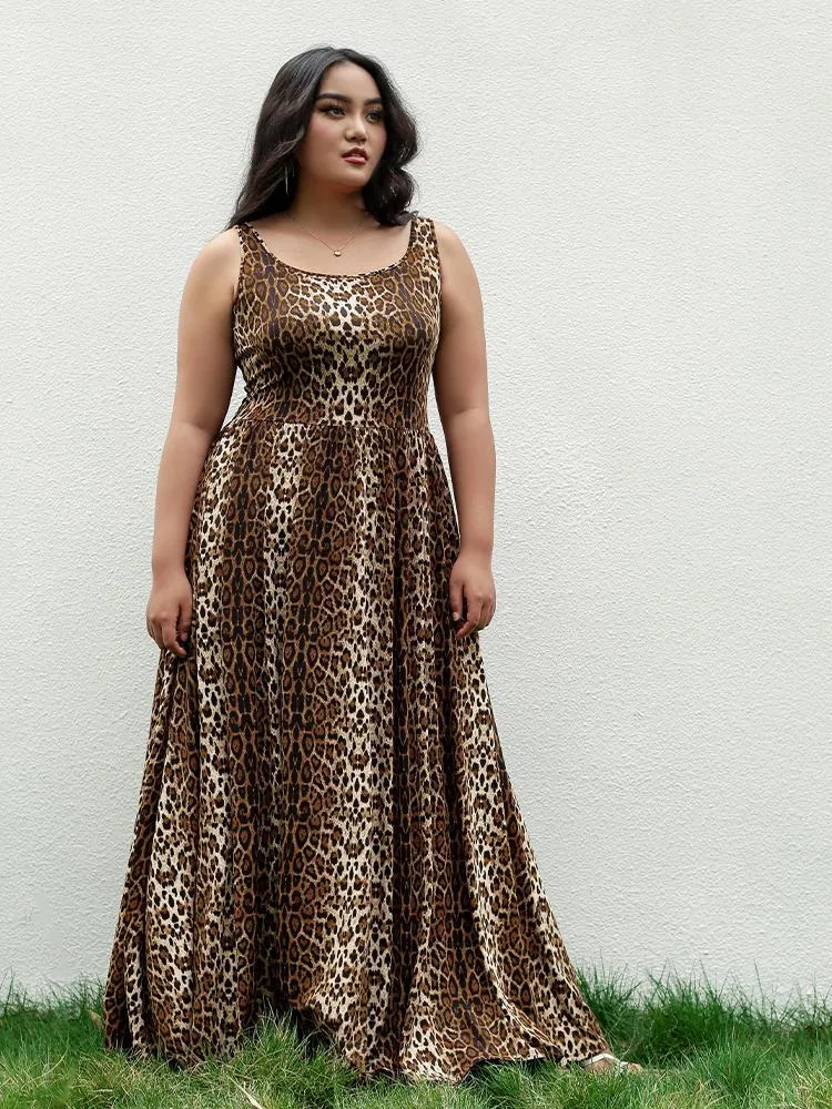 Leopard Shirred Tank Dress