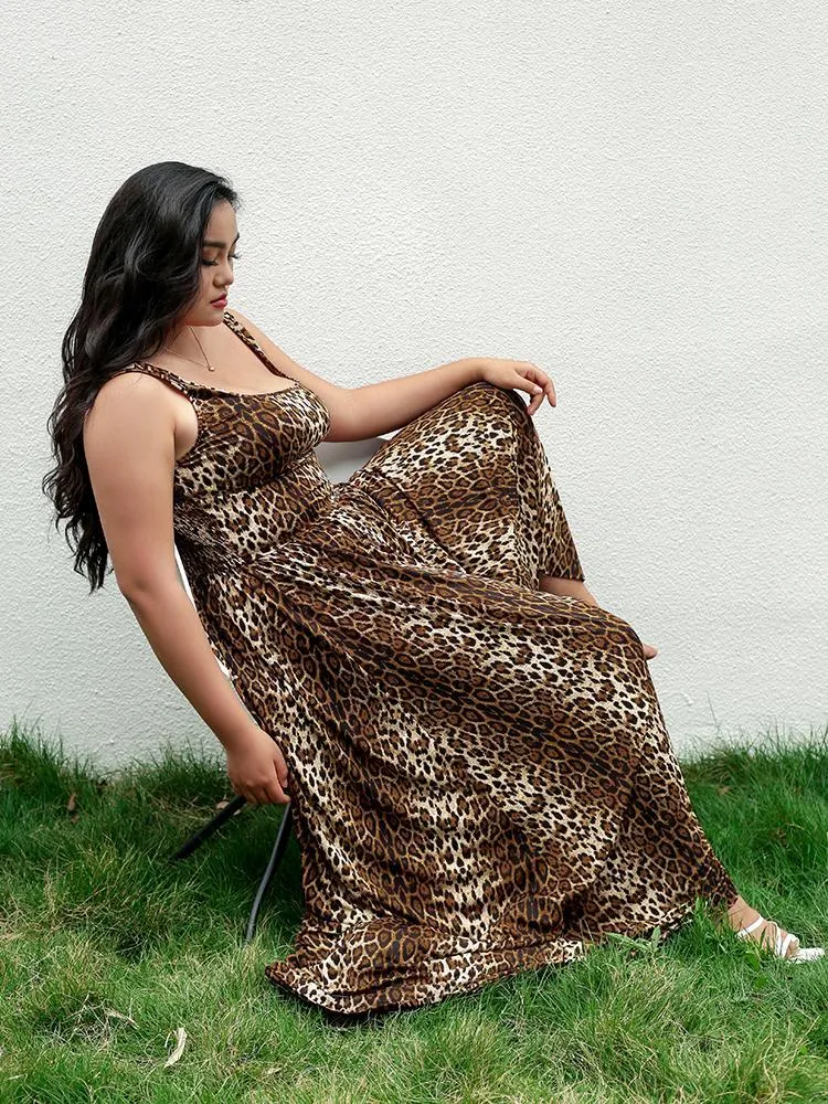 Leopard Shirred Tank Dress