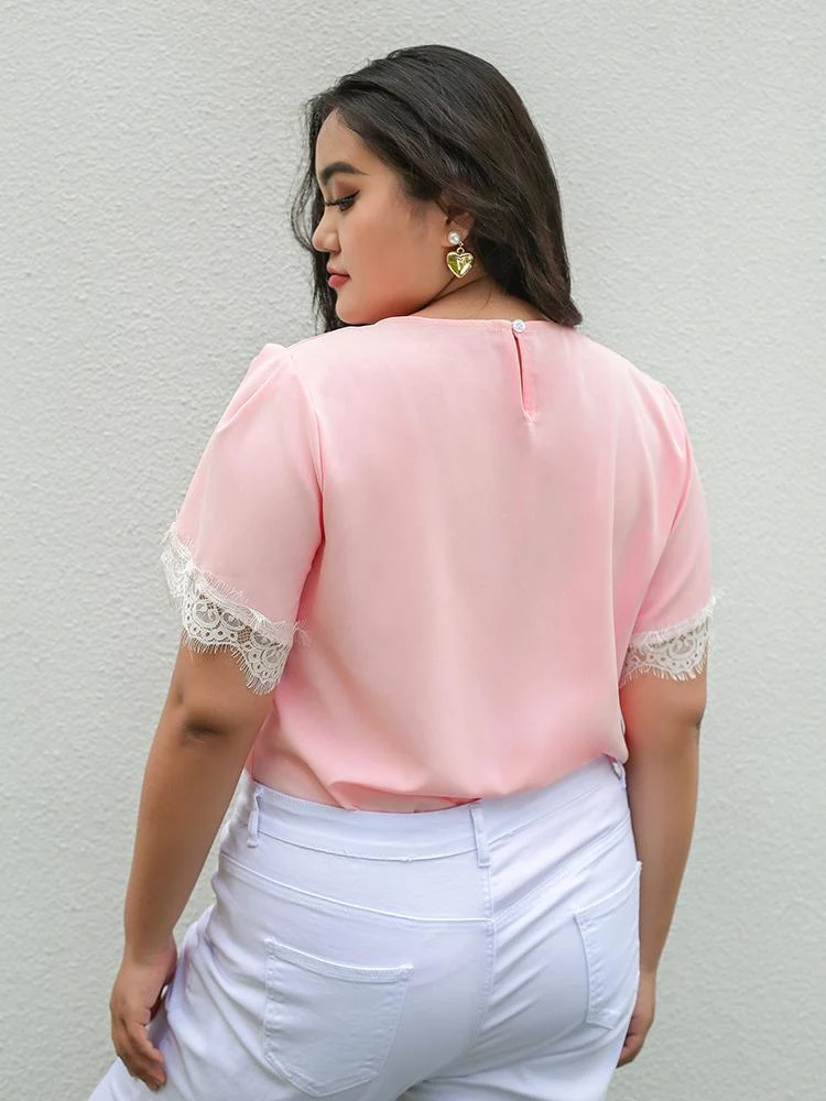 Lace Sleeve Chiffon Blouses