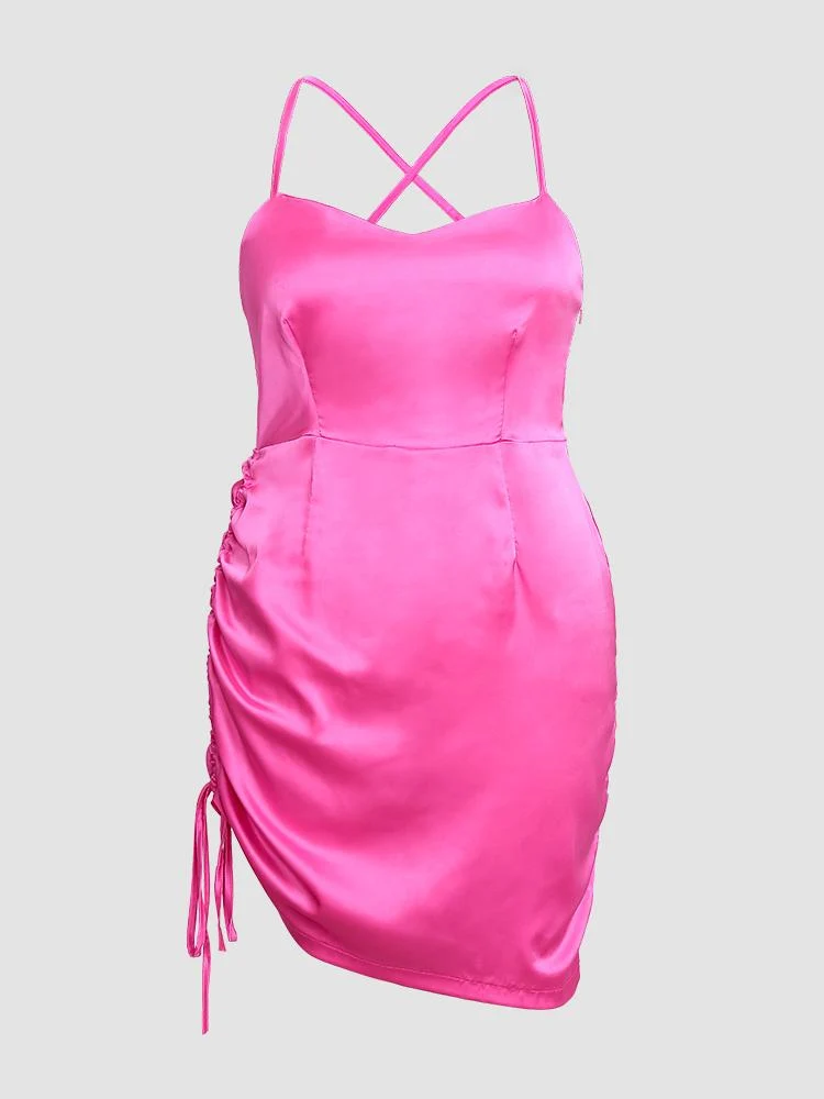 Cowl Neck Ruched Dress