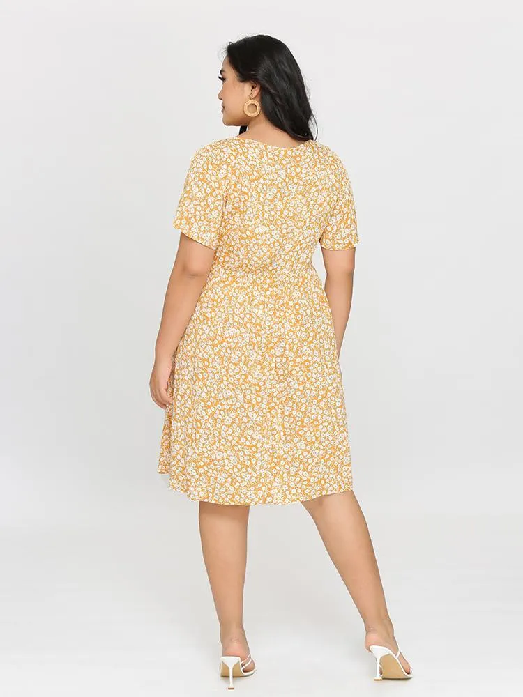 Ditsy Floral V-Neck Dress