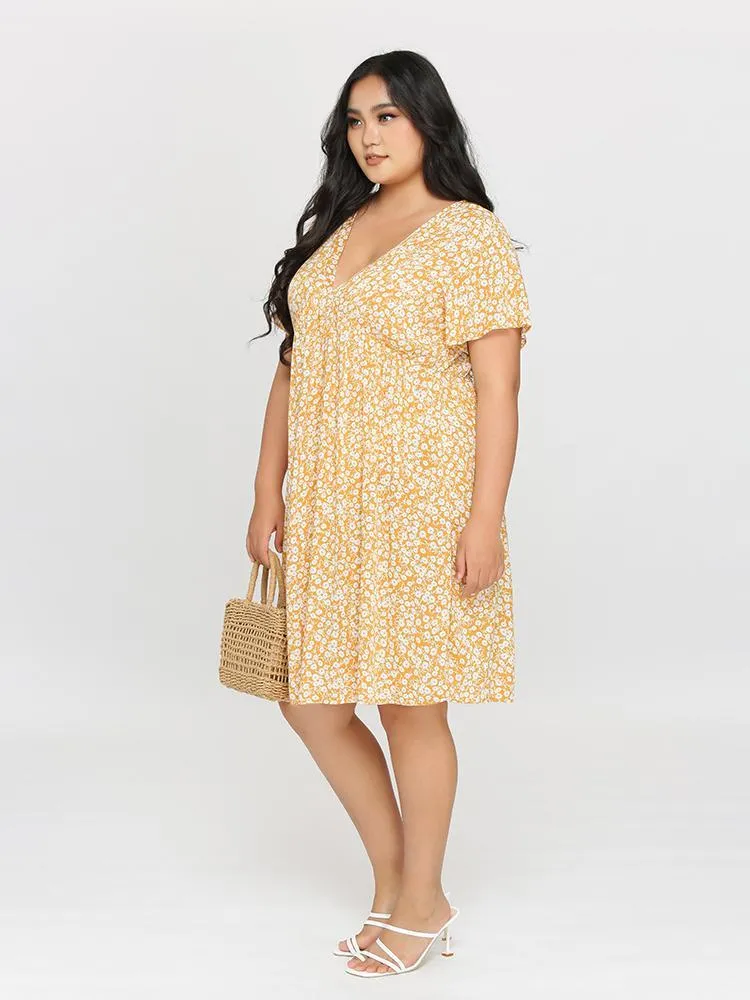 Ditsy Floral V-Neck Dress